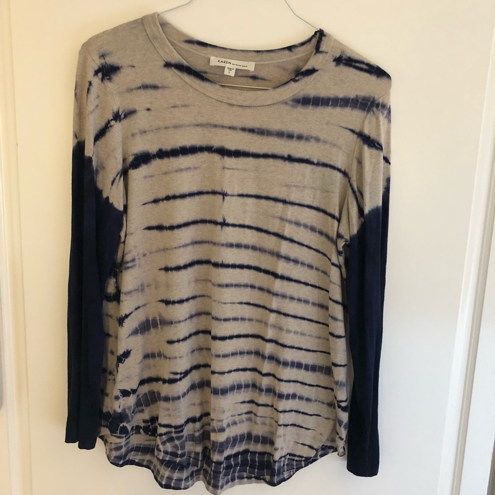 Karen Kane Tie Dye Stretch Knit Long Sleeve Shirt